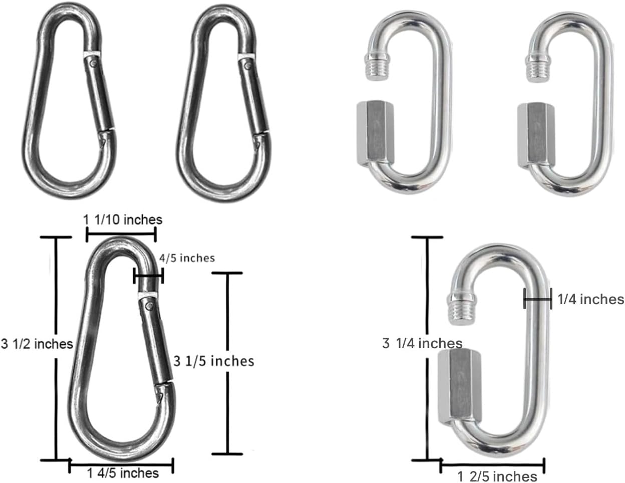 ABUSA 2Pcs 66" Swing Chains with 4Pcs Quick Connection Hooks, Heavy Duty Swing Hanging Chain Kit for Indoor Outdoor Playground Equipment,Swing Set,Boxing Bag and More, 1000 lb Capacity（SC006）