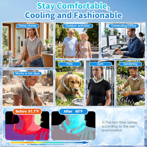 Image of Ice Ring Neck Cooler 70% Gel Increase Neck Cooling Tube Wearable Body Cooling Products for Summer Outdoor Indoor Activities Relief for Hot Flashes(Grey,L)