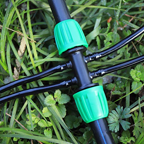 FULAIERGD Pack of 10 T-piece Barb Fittings, 1/2 inch to 1/4 inch, Polyethylene, Irrigation Pipe, Schwarz+grün, 10 Stück 6 Kanäle - Image 3