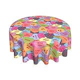 Cafl Colorful Candy Table Cloth,Hearts Love Round Tablecloth 60 Inch Decorative Fabric Table Cover f