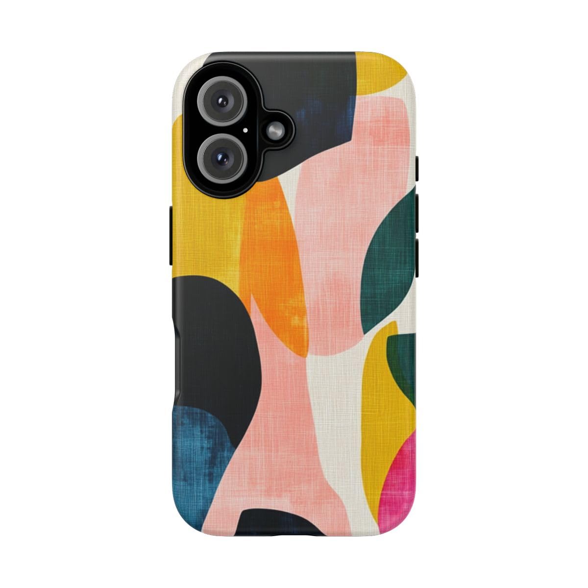 Coque rigide iPhone 16 bleu mat au design abstrait chic
