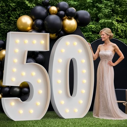 Tongjoy 5FT Marquee Numbers 50, Large Light up Numbers for 50th Birthday