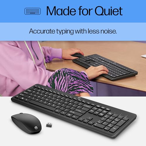 HP 230 Wireless Keyboard and Mouse Combo Set, 2.4 GHz Wireless USB-A Nano Receiver, Up to 1600 dpi, Up to 16 Months Battery Life - Black