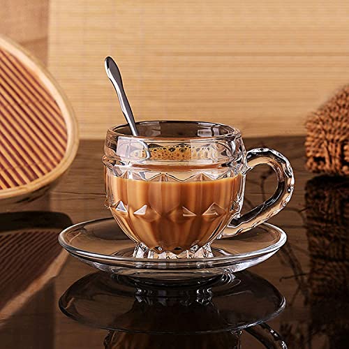 Image of Premium Glass Tea & Coffee Cups Set of 6, 220 ML Transparent Glass Mug with Handle for Coffee,Green Tea, Hot & Cold Beverages, Stylish Clear Drinking Cups for Home Kitchen Cafe (CTZ - 20)