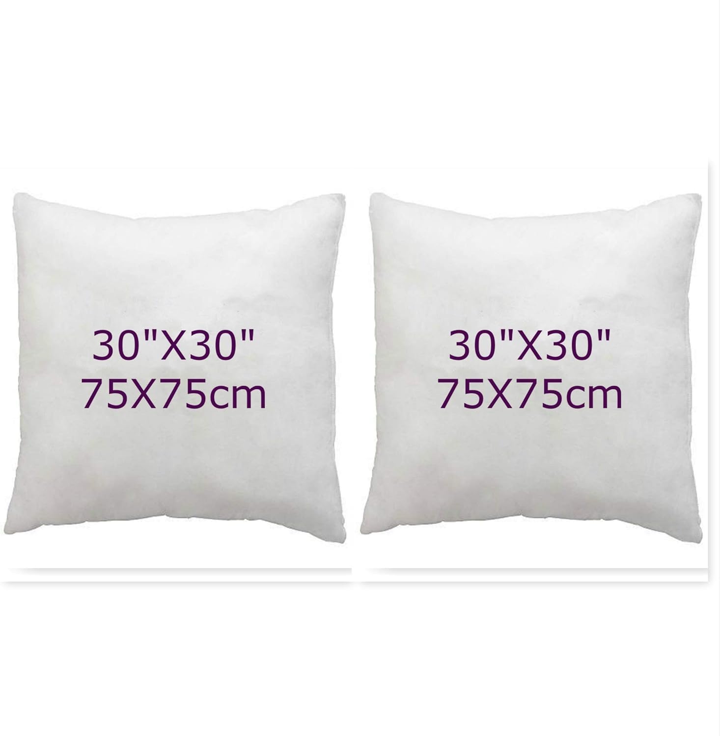 Le11 White Hotel Quality Hollow Fibre Cushion Pads, Inners, Inserts, Scatters In Multi Packs, Bounce Back Square Cushion Pads Available In 12" 14" 16" 18" 20" 22" 24" 26" 28" 30" (2, 30X30 (75X75cm))