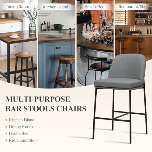 Image of COLAMY Counter Height Bar Stools Set of 2, 25 Inch Modern Fabric Kitchen Island Stools with Back, Upholstered Counter Barstools Armless Bar Chairs with Metal Legs for Island Dining Room Bar,Dark Grey