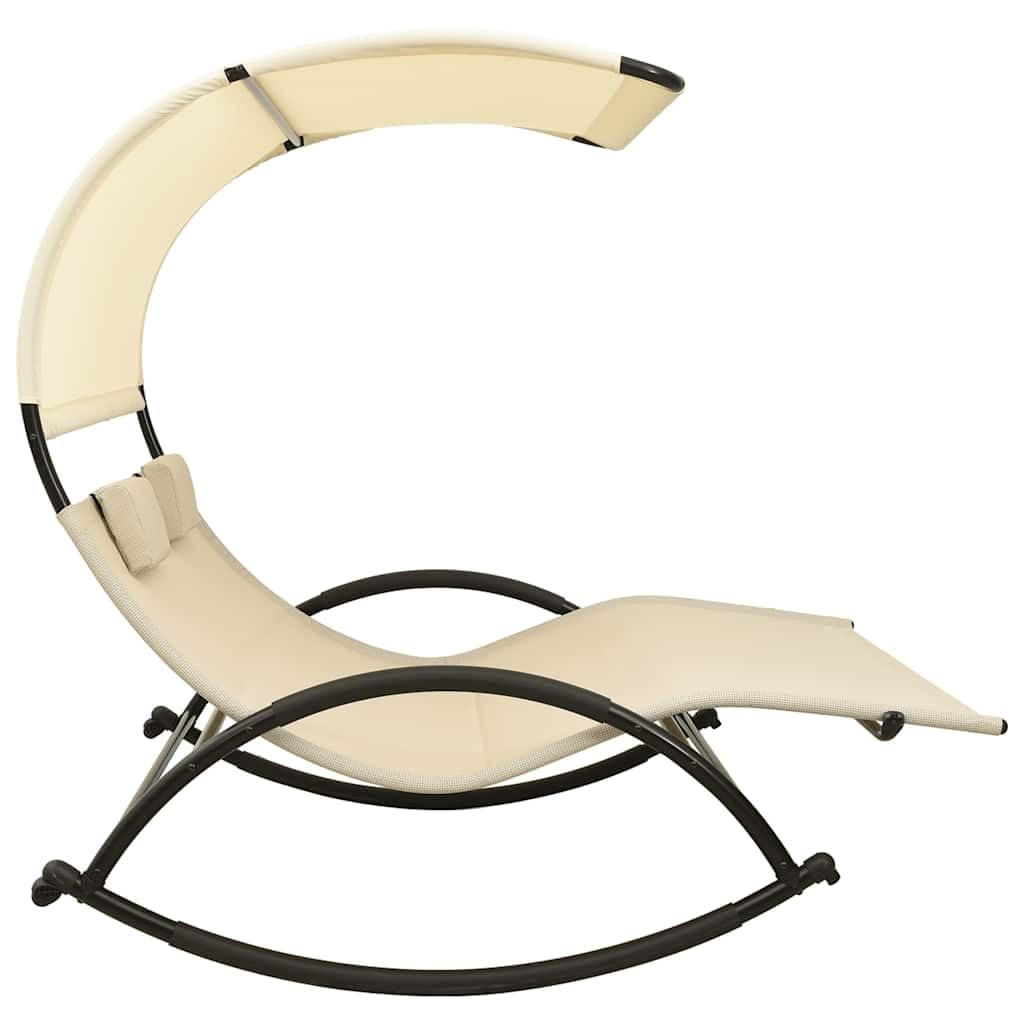 Lettino da giardino doppio con tettuccio parasole, 139 x 180 cm, color crema | Due posti sdraio ergonomici per giardino e terrazza con protezione UV, tetto in tessuto di textilene traspirante