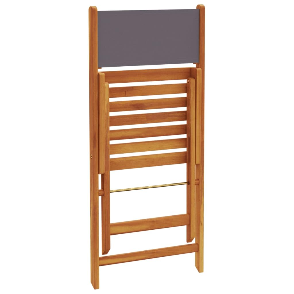 Set di 3 pezzi da bistrot in legno di acacia e tessuto, pieghevole, per giardino, balcone e terrazza, robusto set di mobili da esterno