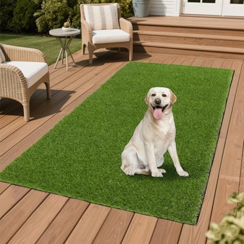 MJIAHOMDEC Artifical Grass Turf Lawn 3x5ft Realistic Synthetic Grass Mat Thick Grass Rug Outdoor Fake Grass Dog Mat Grass Pad for Dogs Patio Garden Lawn Home Backyard