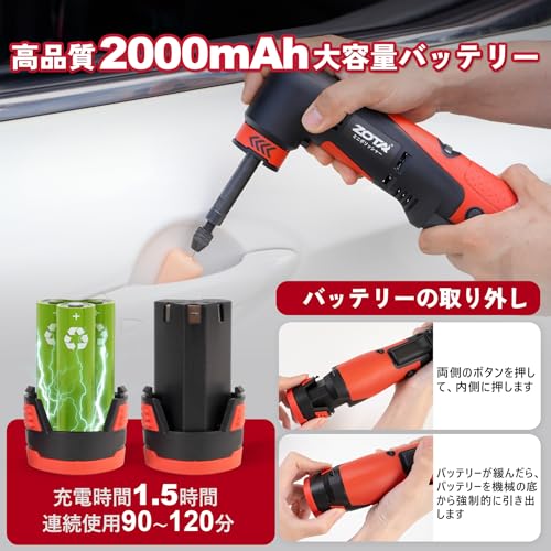 ZOTA DP2A-1 ミニポリッシャー コードレス 30mm/50mm ダブルアクション ポリッシャー 12V 2.0Ah の商品画像 3