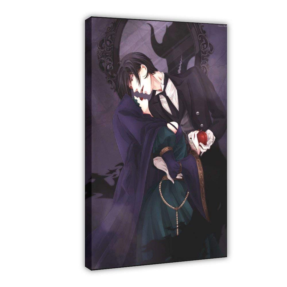 Anime Black Butler Sebastian Michaelis Canvas Poster Bedroom Decor Sports Landscape Office Room Decor Gift 24×36inch(60×90cm) Frame-Anime Black Butler Sebastian Michaelis1