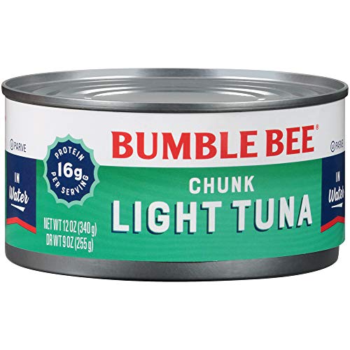 Bumble Bee Chunk Light Tuna In Water, 12 Oz Can - Wild Caught Tuna - 16G Protein Per Serving - Non-Gmo Project Verified, Gluten Free, Kosher - Great For Tuna Salad And Recipes #TOP2