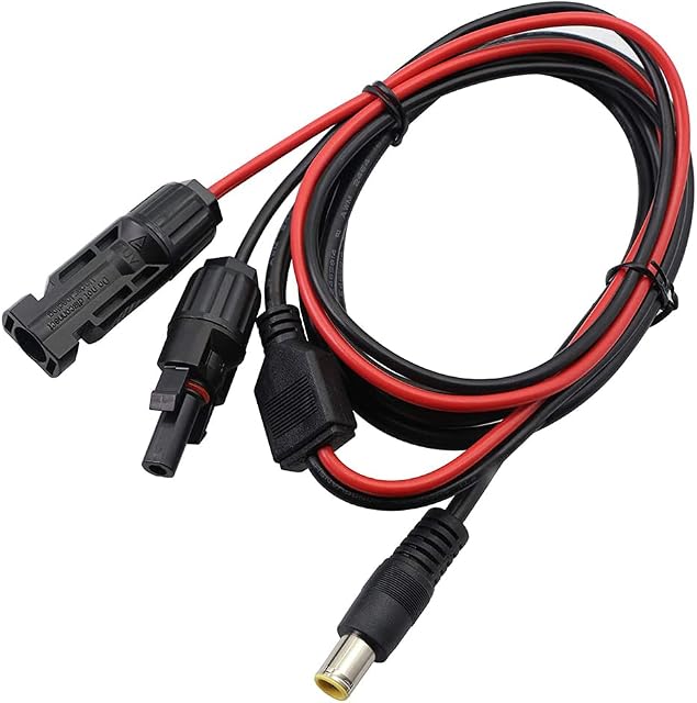 Solar Panel Cable, NUZEKY Solar Panel Connectors, Solar Extension Cable 1.8M 16AWG with Female and Male Connector DC 8mm, Waterproof Solar Panel Kit for Power Station Solar Generators