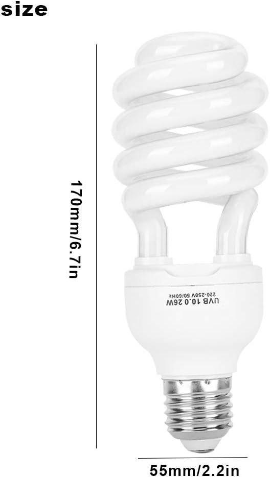 Gavigain 26W UVB Light Bulb, UVB 5.0 10.0 for Reptiles, Promotes Growth, Energy Efficient, for Reptiles, Amphibians, and Tropical Plants (10.0 (Suitable for Desert Category))