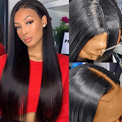 Beauty Forever Long Straight Hair U Part Wig Glueless Full Head Clip in Human Hair Wigs 1x4 Opening Size 150% Density 100% Virgin Human Hair Wig Middle Part Natural Color 20 Inch