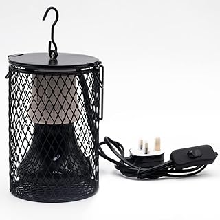 Reptile Heat Lamp with Guard, 100W Ceramic Heat Lamps Heat Lamp Lampshade Holder Heater Infrared Reptile Heat Bulb with Anti Hot Bracket Cage for Bearded Dragon, Lizard, Tortoise, Snake, UK Plug