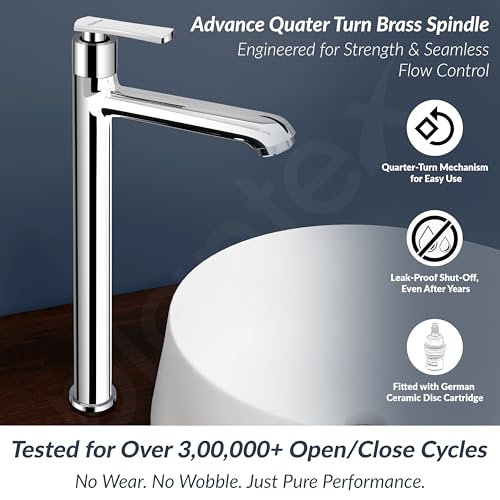 Image of Plantex Pure Brass High Neck Pillar Cocke for Basin with Teflon Tape /Tap for Wash Basin with 7 Year Warranty - (3521, Chrome)