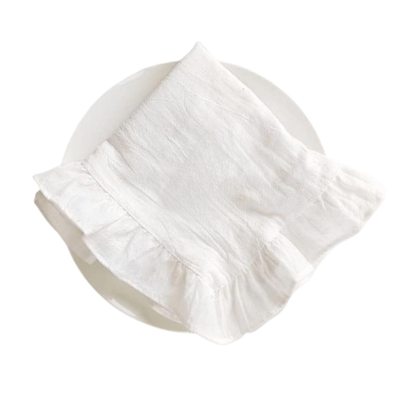 Ruffle Placemats Ruffled Edge Place Mat Cotton Solid Color Table Napkin Rectangular Coaster Decor(White,17.72x17.72 in)