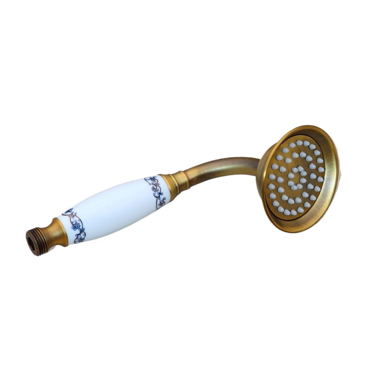 Quxetlryz Shower Head Antique Brass Telephone Style Bathroom Water Saving Hand Held Spray &1.5M Hose(Shower Head)