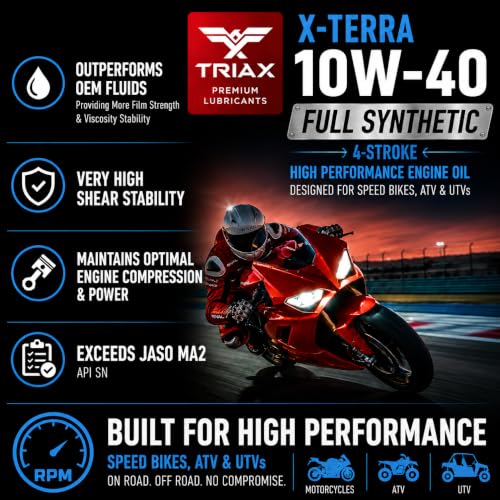 Image of TRIAX XTerra 4T 10W-40 Full Synthetic 4 Stroke Engine Oil | For Motorcycles, ATVs, Quads & Snowmobiles | Exceeds JASO MA2 & API SL /SM /SN | True All Season | Race Ready (1 Quart)