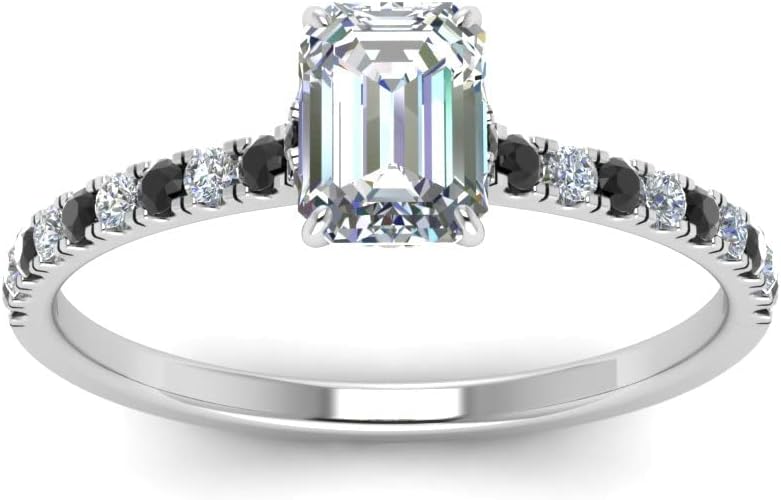 Choose Your Gemstone Emerald Shape 925 Sterling Silver Hidden Halo Petite Diamond CZ Ring Minimal Surprise Gifts for Ladies Wedding Jewelry Handmade Gifts for Wife : US Size 4 to 12