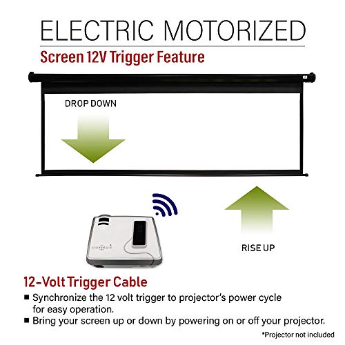 Akia Screens 110 inch Motorized Electric Remote Controlled Drop Down Projector Screen 16:9 8K 4K HD 3D Retractable Ceiling Wall Mount Black Projection Screen Office Home Theater Movie AK-MOTORIZE110H1 - Thumbnail 2