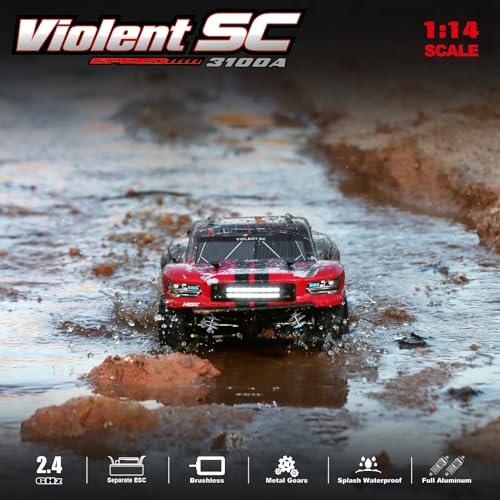 Image of HAIBOXING 3100A 4X4 Off-Road Brushless RC Short-Course Truck, 1:14 Scale Fast RC Car, Max Speed of 42 km /h (or 60 km /h with 3S Battery), 4WD Electric Powered Remote Control Truck for Adults and Boys