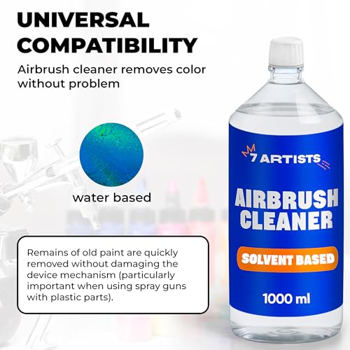 7 Artists Airbrush Cleaner 1ltr – Air Brush Cleaning Fluid for Acrylics, Model Paint and Spray Gun Maintenance | Medium for Airbrushes Cleaning and Airbrush Kit | Air Brush Thinners for Arts - Image 2