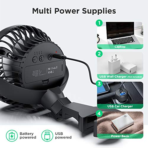 Lemoistar Car Fan, Usb Powered Car Circulator Fan With Multi-Directional Hook, 4 Speed, 360° Rotatable Personal Cooling Vehicle Fan For Car, Rear And Back Seat Passenger Pet #TOP4