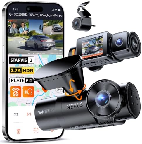 VANTRUE N4S STARVIS 2 HDR Dashcam Auto 2.7K+2.5K+1440P Vorne Hinten Innen | 3 Kanal HDR Dash Cam, 5GHz WLAN GPS, Nachtsicht, 24h Parküberwachung G-Sensor, DSGVO-konform, Sprachbefe
