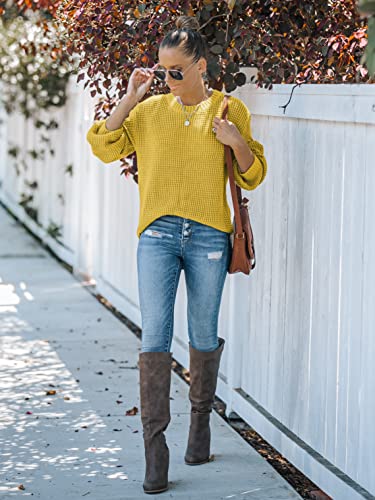 Image of MEROKEETY Women's Fall Long Sleeve Waffle Knit Oversized Sweater