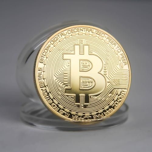 Bitcoin Coin Commemorative BTC Coins Physical Bitcoin Collector's Metal Gold Color Crypto Token Cryptocurrency Gifts Collectible Protective Case - Image 5