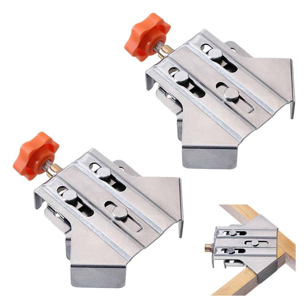NALACAL Multipurpose Stainless Steel 90 Degree Corner Clamp, With Adjustable Swing Jaw Aluminum Alloy Frame Clamps, Single Handle Corner Clamping Tool for Woodworking, Photo Framing (2 PCS)
