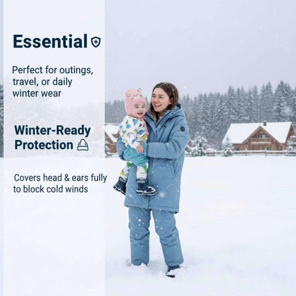 REFFER Wool Baby Winter Caps Unisex Beanie Fit For 3 Months To 4 Years Old Toddler Baby Winter Caps For Kids Boy's And Girl's Free Size (Sky Blue) 4