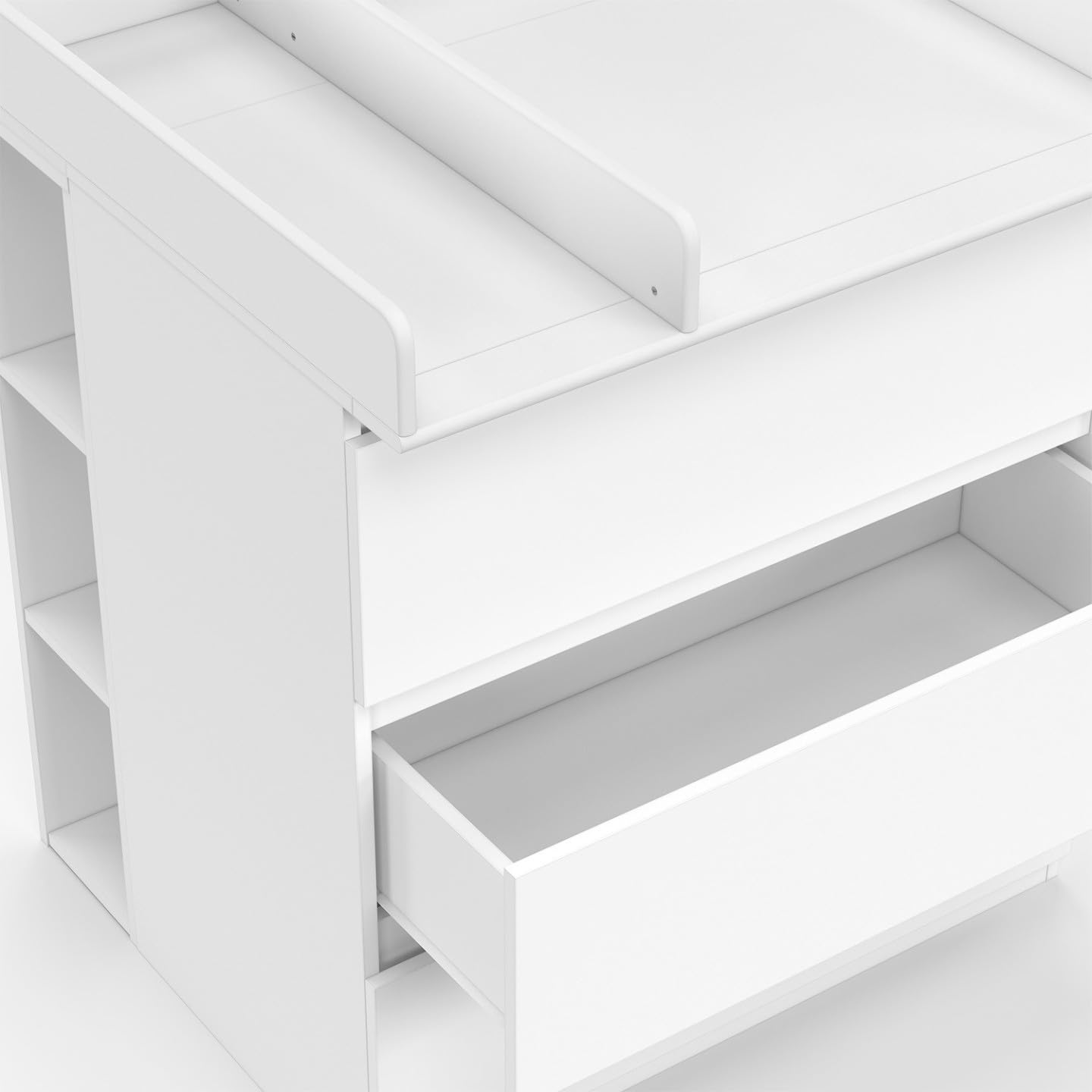 IDMarket - Commode à Langer évolutive Ambre Blanc 3 tiroirs Table à Langer et 2 étagères Amovibles