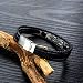 OSTAN Pulsera Hombre Cuero Trenzada Brazalete Acero Inoxidable Nota Musical con Hebilla...
