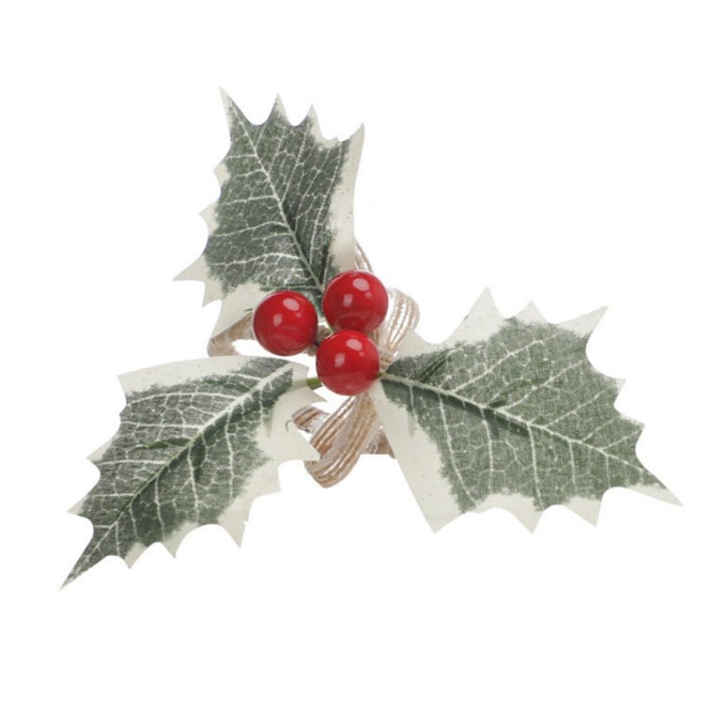 Set Di 10 Portatovaglioli Natalizi Con Bacche Di Agrifoglio - Decorazione Tavola Rustica Per Natale E Thanksgiving