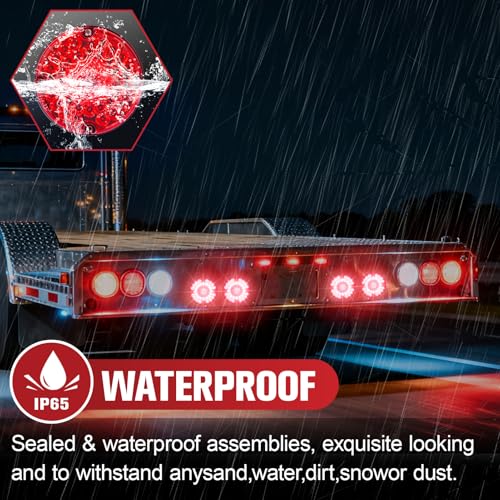 Image of 2PCS 7 inch 36 LED Round Trailer Tail Lights (Red)