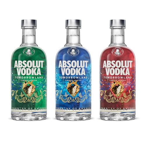 ABSOLUT VODKA Tomorrowland Limited Edition – Vodka aus Schweden, 40% Vol, samtig-weicher Geschmack mit Weizen-Noten, 1 x 0,7L Flasche mit Festival-Design
