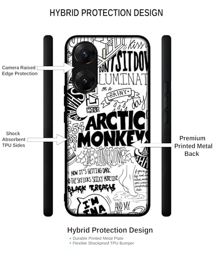 Image of Arctic Monkeys Pattern Design Premium 2D Printed Metal Back Case Cover for Vivo V29E 5G, Multicolor