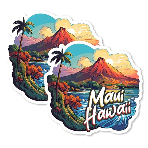 Maui Hawaii Magnet 4 Inch 2-Pack – Strong Vinyl Decorative Travel Magnets for Fridge Locker Kitchen Office – Cute Fun Aesthetic Cool Durable & Long-Lasting Souvenir ID44999