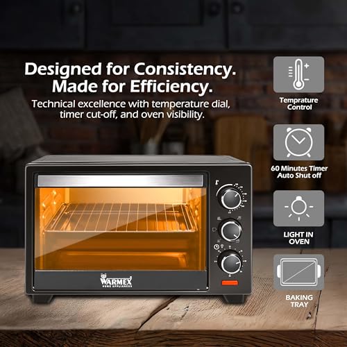 Image of WARMEX Mom's Bliss 25 Litres R&C OTG Oven Toaster Griller, Bake, Broil, Toast, Convection, Rotisserie & Glass Door Window with Variable Heating Mode (Black - MB25L R&C, 1600 Watt)