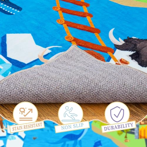 Kids Rugs for Playroom - Soft & Non-Slip 4x5 Feet Dinosaur Play Mat,Childrens Dinosaurs Carpet Washable Rug for Classroom Nursery Bedroom Boys - Image 5