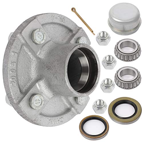 SCITOO Boat Trailer Hub with Galvanized Idler Hub 4 Lug on 4 Bolt Pattern 44643 x 44643 Bearing Fit for 2000Lbs