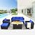 6 Pieces Patio Sofa Outdoor Chairs Outdoor Patio Furniture Outdoor Propane Fire Pit Table Patio Furniture Set Outdoor Fire Pits Anti-Slip Cushions Waterproof Covers(Blue)