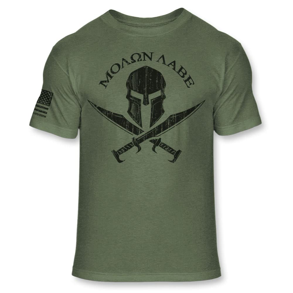 Molon Labe Spartan Helmet Cross Swords T-Shirt - USA Spartan Warrior Shirt - Soft Blend T - A215 Multicolor
