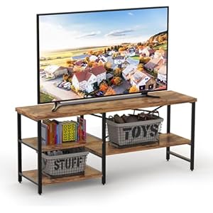 55 Inch TV Stand for TVs up to 70 Inch TV, Modern Entertainment Center with Open Storage Shelves, TV Media Console Table for Living Room, Rustic Brown