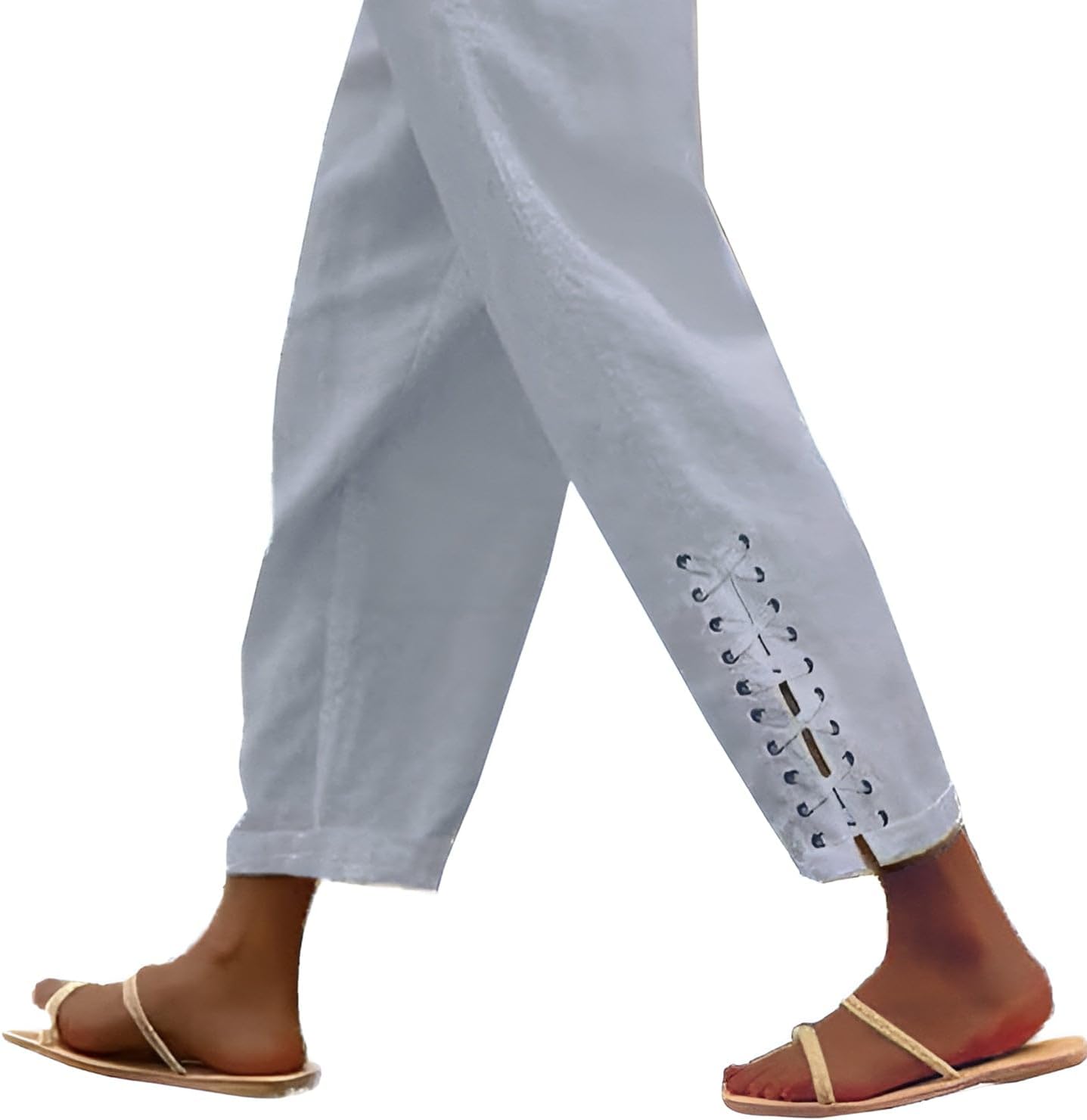 BIRW 2026 Summer Women Cotton Linen Pants Casual High Waist Comfy Lightweight Gauze Pants with Pockets Loose Trousers - Image 2