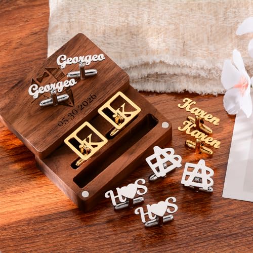 Mancuernillas personalizadas con iniciales para hombres miniatura 6