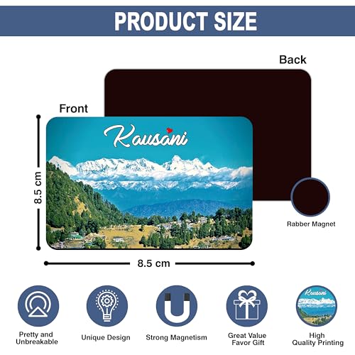 Image of Elegant Fridge Magnet with Themes |Rectangular Size Refrigerator Magnet with Magnetic Rubber Back | Pack of 1, 8.6cm X 5.4cm (Kausani)
